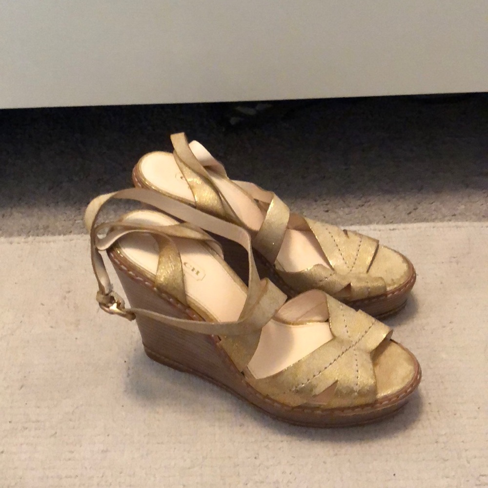 Coach Ankle Wrap Wedge Sandel